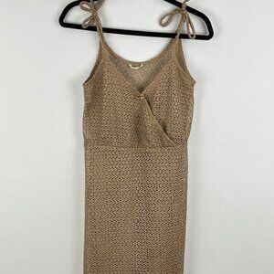 Depeche Mode Midi Camisole Dress Size S Brown Strappy Sleeve Sheer Surplice Neck